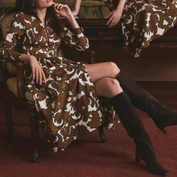 BEST Cara Cara Cameron Midi Dress - Mystic Flora Olive Tan Beige Floral - Picture 3 of 15